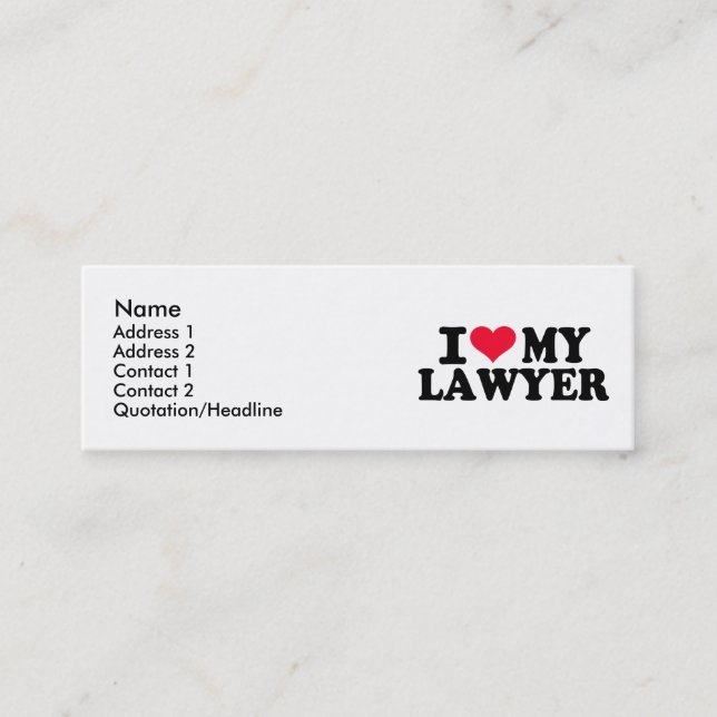 Carte De Visite Mini J'aime mon avocat (Devant)