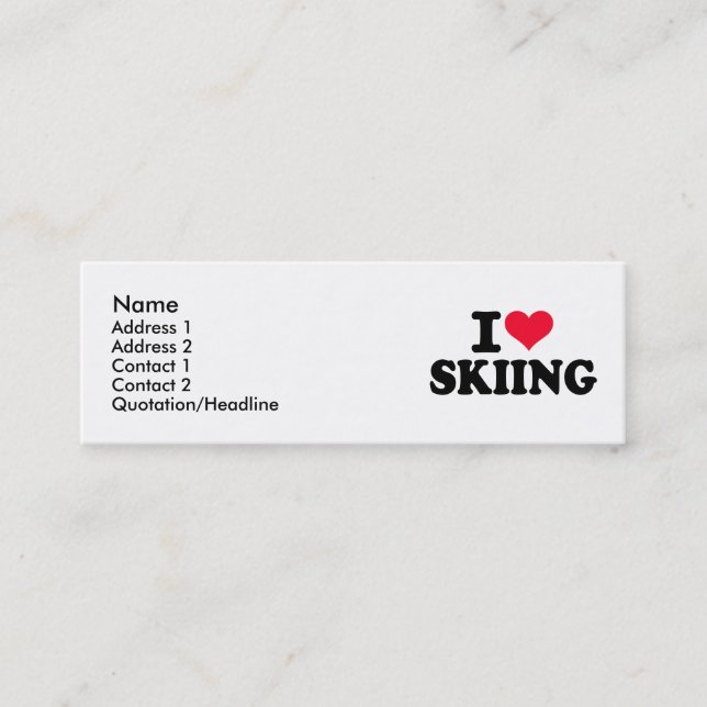 Carte De Visite Mini J'aime skier (Devant)