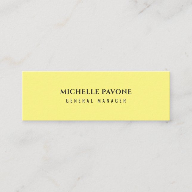 Carte De Visite Mini Jaune clair élégant simple uni professionnel (Devant)