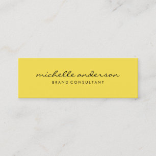 Carte De Visite Mini Jaune minimaliste avec texte cursif