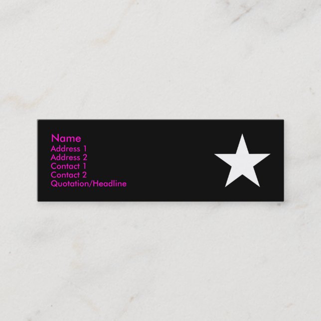 Carte De Visite Mini Je suis une étoile ! (Rose/noir/blanc) (Devant)