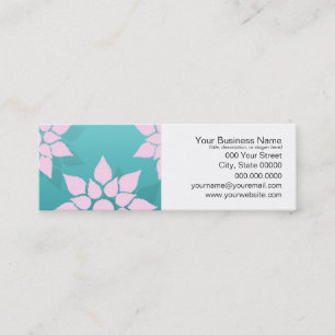 Carte De Visite Mini Joli design floral rose sur turquoise