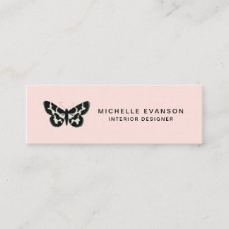 Carte De Visite Mini Joli logo papillon rose clair moderne