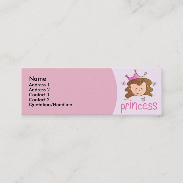 Carte De Visite Mini Jolie princesse Skinny Profile Cards de brune (Devant)