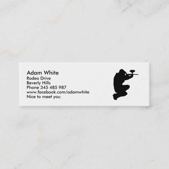 Carte De Visite Mini Joueur de Paintball (Devant)