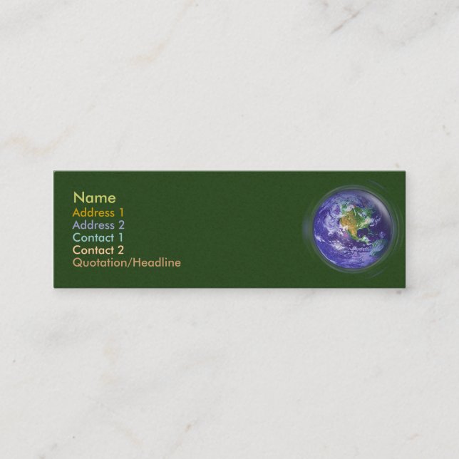 Carte De Visite Mini jour de la terre du globe 3D (Devant)