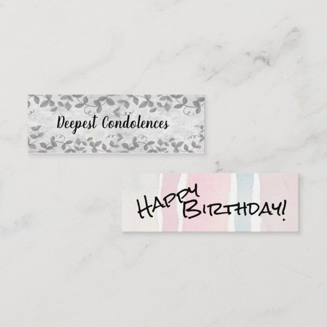 Carte De Visite Mini Joyeux anniversaire/condoléances les plus profonde (Devant / Derrière)