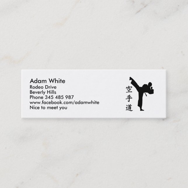 Carte De Visite Mini Karaté Kung Fu (Devant)