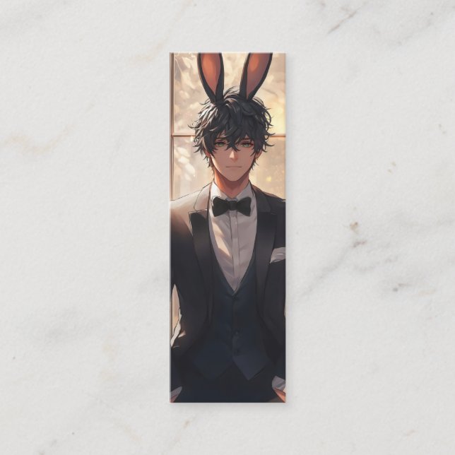 Carte De Visite Mini Lapin homme anime élégant (Devant)