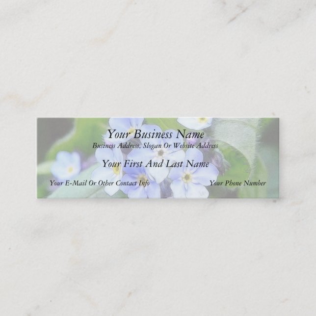 Carte De Visite Mini Le bleu m'oublient pas des fleurs (Devant)