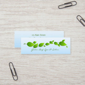 Carte De Visite Mini Le feuille vert avec de l'eau laisse tomber maigre