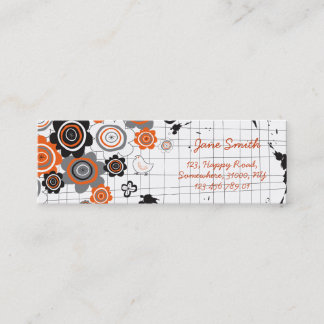 Carte De Visite Mini L'encre grunge de poussins de fleurs d'orange