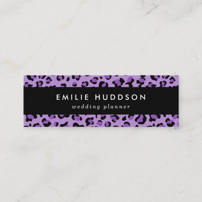 Carte De Visite Mini Leopard Print, Léopard Spots, Purple Leopard (Devant)