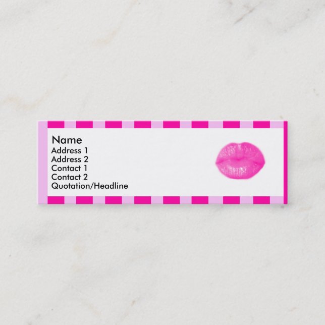 Carte De Visite Mini Lèvres rayées roses | (Devant)