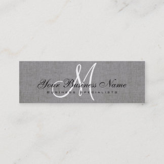 Carte De Visite Mini Linge gris charbon simple Monogramme
