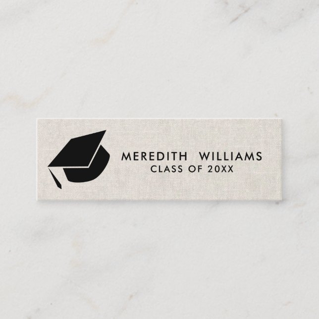 Carte De Visite Mini Linge naturel Casquette Grad Graduation Insertion (Devant)