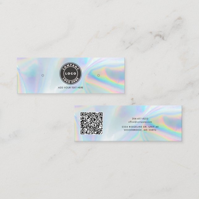 Carte De Visite Mini Logo Code QR Holographique Écran d'oreille (Devant / Derrière)