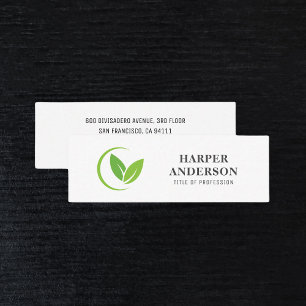 Carte De Visite Mini Logo de feuille verte minimaliste moderne