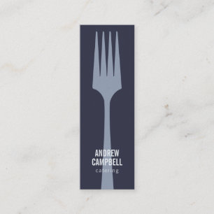 Carte De Visite Mini Logo de fourchette minimaliste de chef bleu modern