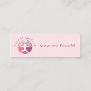 Carte De Visite Mini Logo de la pochette de yoga femme de l'arbre en fl