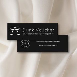 Carte De Visite Mini Logo de l'activité moderne Black Drink Voucher