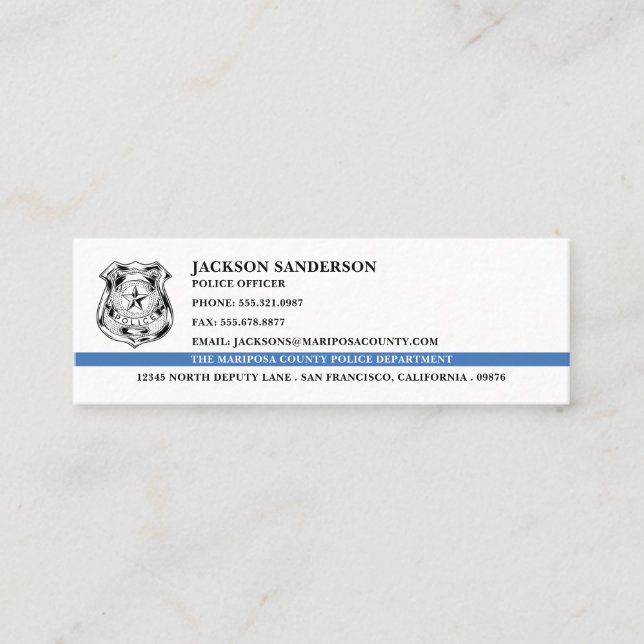 Carte De Visite Mini Logo de l'agent de police du département de l'appl (Devant)