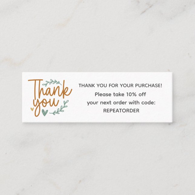 Carte De Visite Mini logo de remerciement écriture manuscrite boho (Devant)