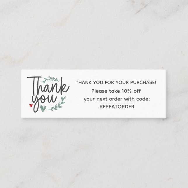Carte De Visite Mini logo de remerciement écriture manuscrite boho (Devant)