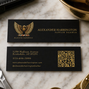 Carte De Visite Mini Logo de salon de coiffure Luxury Golden Eagle Barb