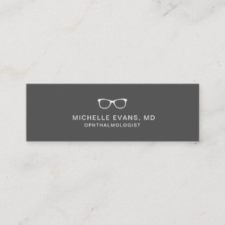 Carte De Visite Mini Logo des lunettes d'ophtalmologiste gris foncé et