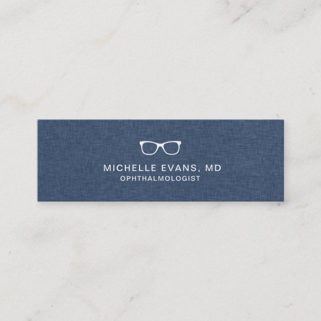 Carte De Visite Mini Logo des lunettes ophtalmologiste bleu et blanc de (Devant)