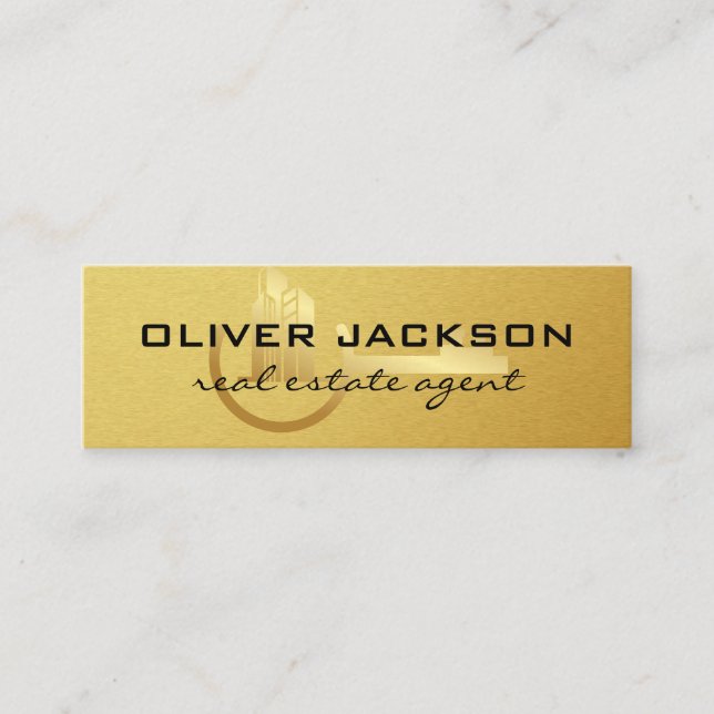 Carte De Visite Mini Logo du bâtiment Real Estate Gold Key (Devant)