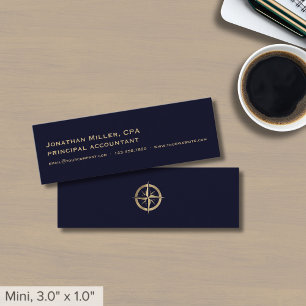Carte De Visite Mini Logo en or bleu foncé de la marine