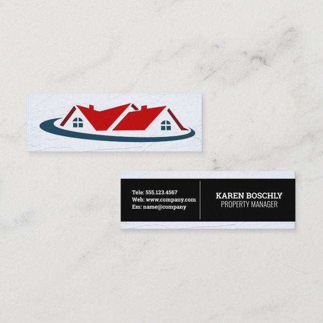 Carte De Visite Mini Logo Immobilier de maison hypothécaire (Devant / Derrière)