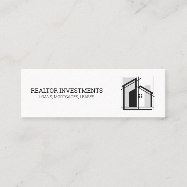 Carte De Visite Mini Logo Immobilier | Propriétés Bâtiments (Devant)