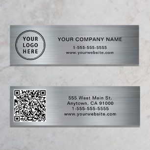 Carte De Visite Mini Logo moderne Créez votre code QR Silver