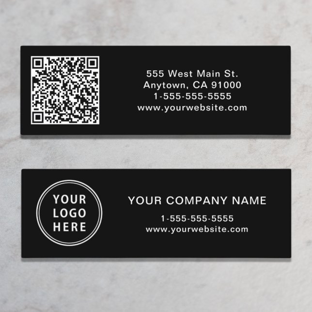 Carte De Visite Mini Logo moderne QR Code noir (Créateur téléchargé)