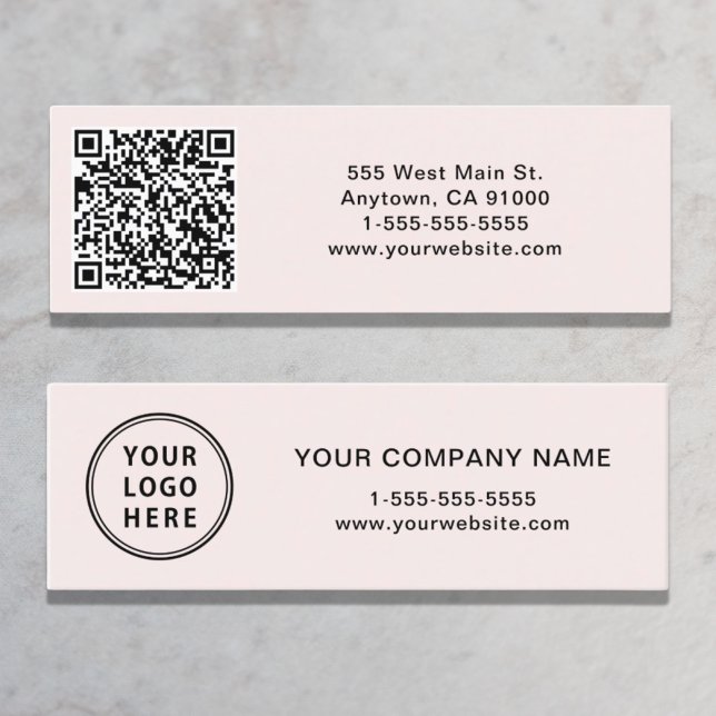 Carte De Visite Mini Logo moderne QR Code rose (Créateur téléchargé)