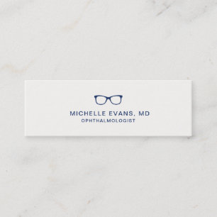 Carte De Visite Mini Logo Ophtalmologiste des lunettes bleu marine