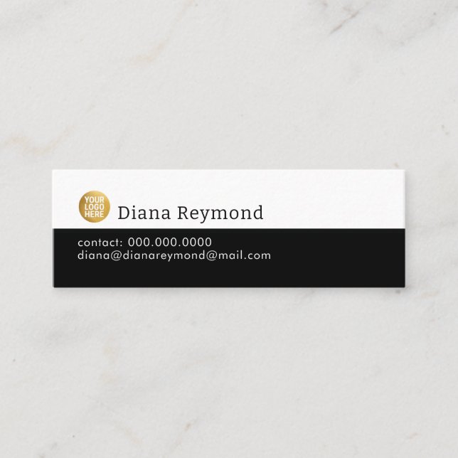 Carte De Visite Mini Logo petit format moderne noir et blanc (Devant)