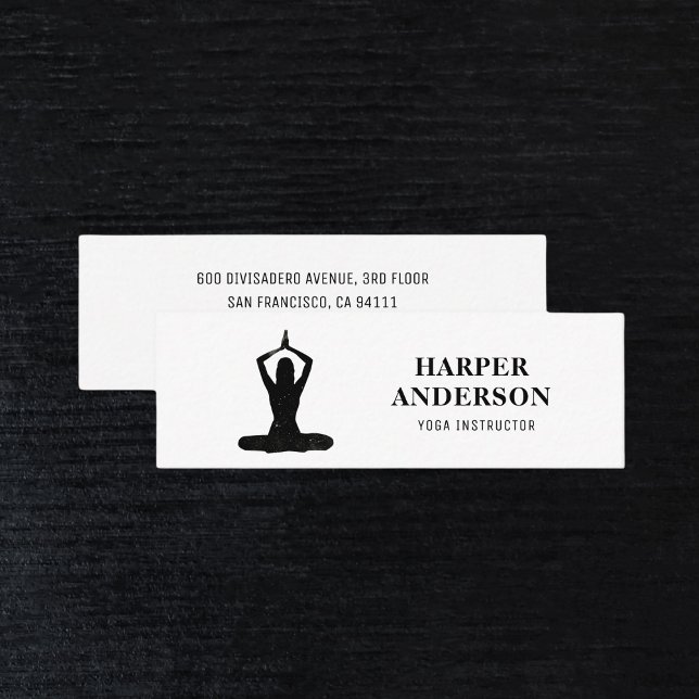 Carte De Visite Mini Logo professionnel minimal Black Yoga Instructor (Créateur téléchargé)