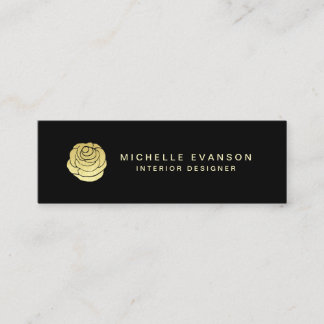 Carte De Visite Mini Logo Rose Faux Gold Foil Noir élégant