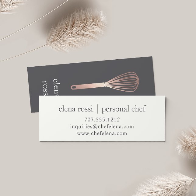 Carte De Visite Mini Logo rose Gold Whisk | Boulangerie de cuisine chef (Créateur téléchargé)