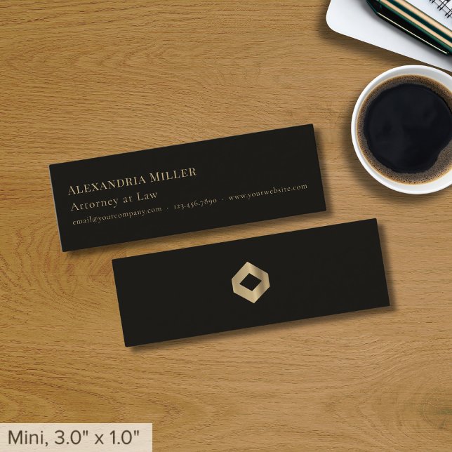 Carte De Visite Mini Logo simple Black Gold Luxury (Créateur téléchargé)