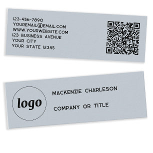 Carte De Visite Mini Logo simple et code QR Dusty Powder Blue