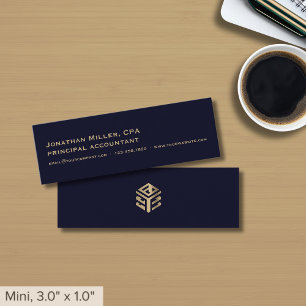Carte De Visite Mini Logo simple Marine Blue Gold