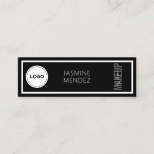 Carte De Visite Mini Logo Simple Moderne Artiste Maquillage Noir Blanc 