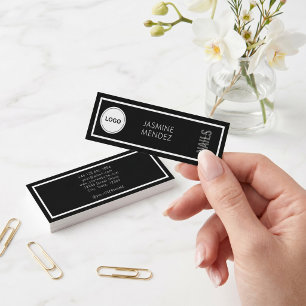 Carte De Visite Mini Logo Simple Moderne Artiste Ongles Noir Blanc
