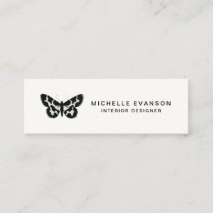 Carte De Visite Mini Logo simple Papillon minimaliste noir blanc