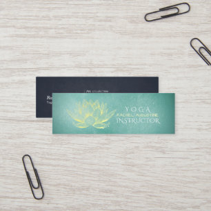Carte De Visite Mini Lotus or brillant et instructeur de yoga Grunge Tu